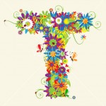 Letter T, floral design. See also letters in my gallery